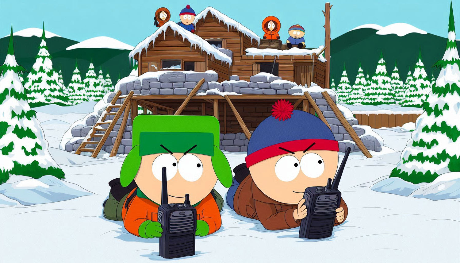 Snowball Warfare: Kyle and Stan’s Walkie-Talkie Tactics