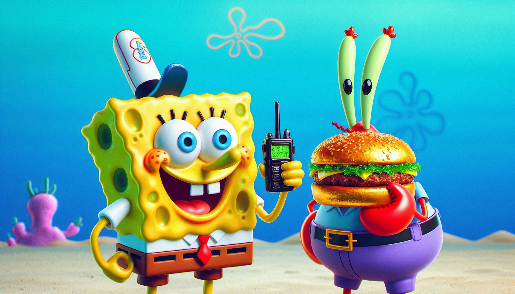 Join Mr. Krabs, SpongeBob, and friends as walkie-talkies help navigate the ultimate Krabby Patty treasure hunt.