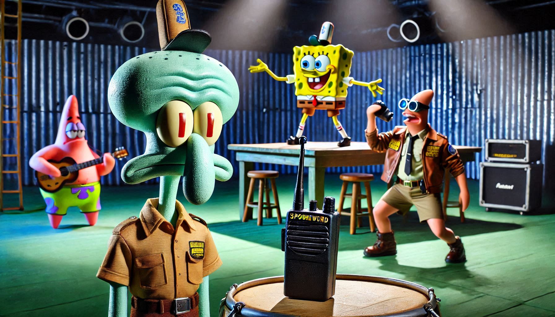 Discover how Squidward uses walkie-talkies to manage SpongeBob and Patrick during his chaotic concert performance.