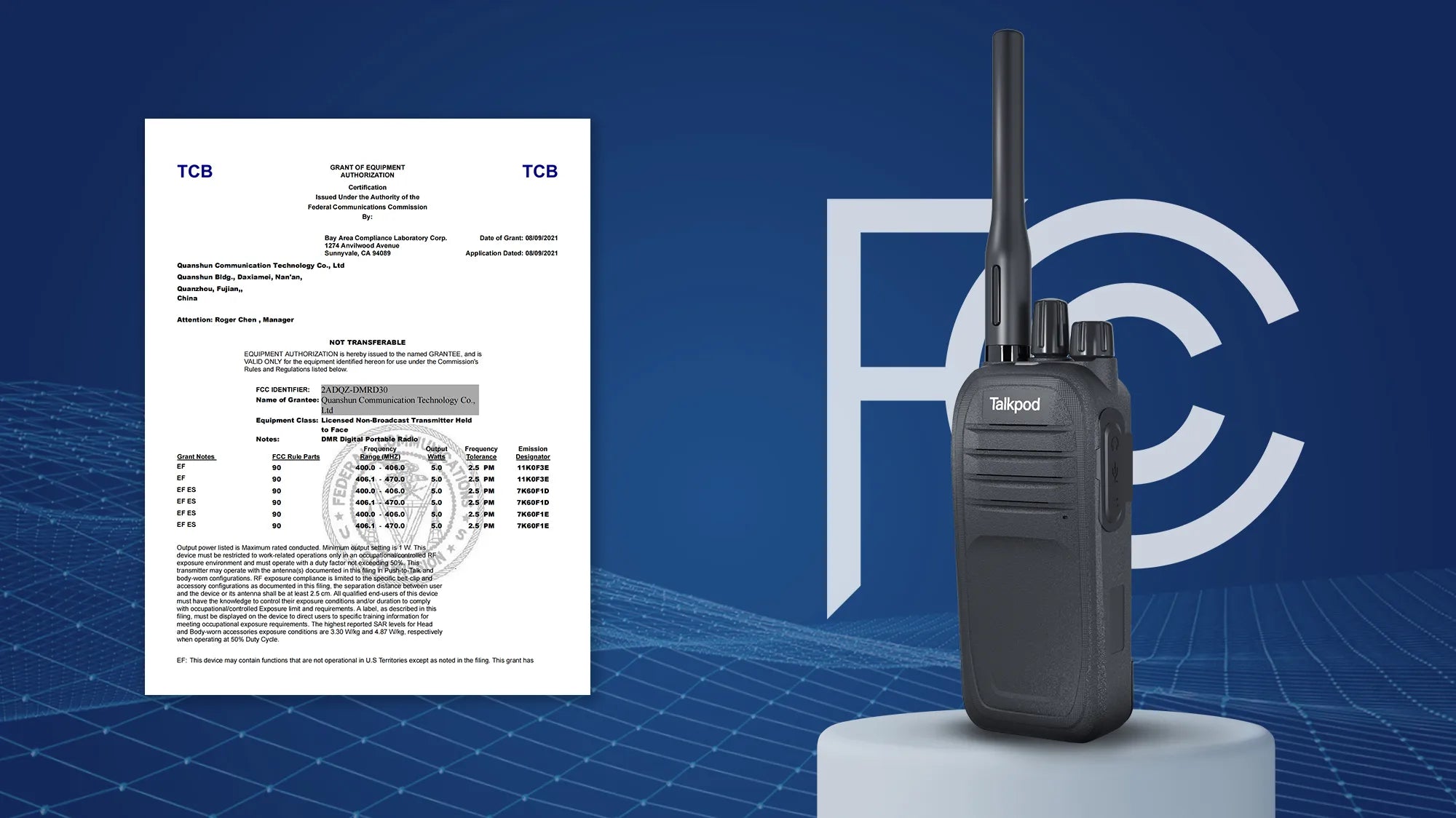 Talkpod D301 FCC ID 2ADQZ-DMRD30