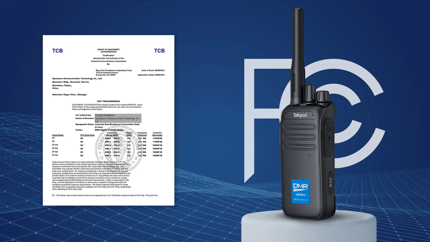 Talkpod D30 FCC ID 2ADQZ-DMRD30